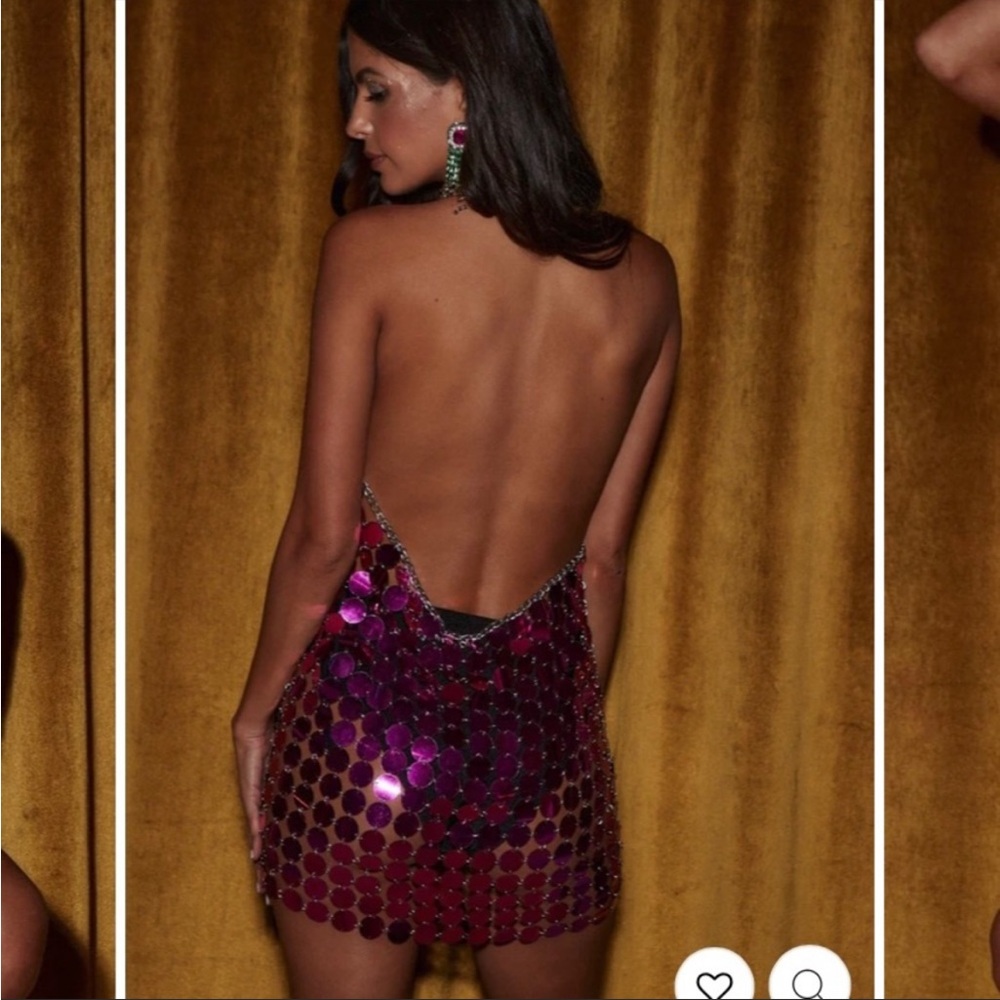 12th Tribe Purple Sequin Backless Dress - Picture 2 of 4